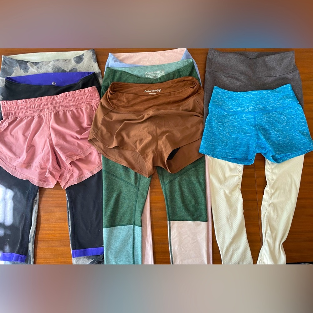 Lot of Leggings and Shorts - Lululemon, Outdoor Voices, Alo, and Beyond Yoga